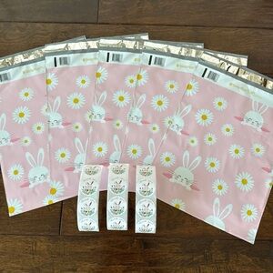 50 Pack - 10x13” Cute Easter Bunny 🐰 Poly Mailers/TY Stickers Mix (25 Each)
